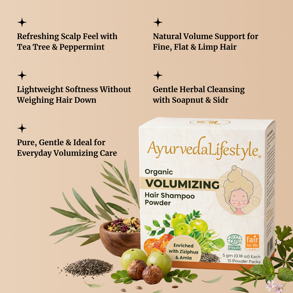 Organic VOLUMIZING Hair Shampoo Powder