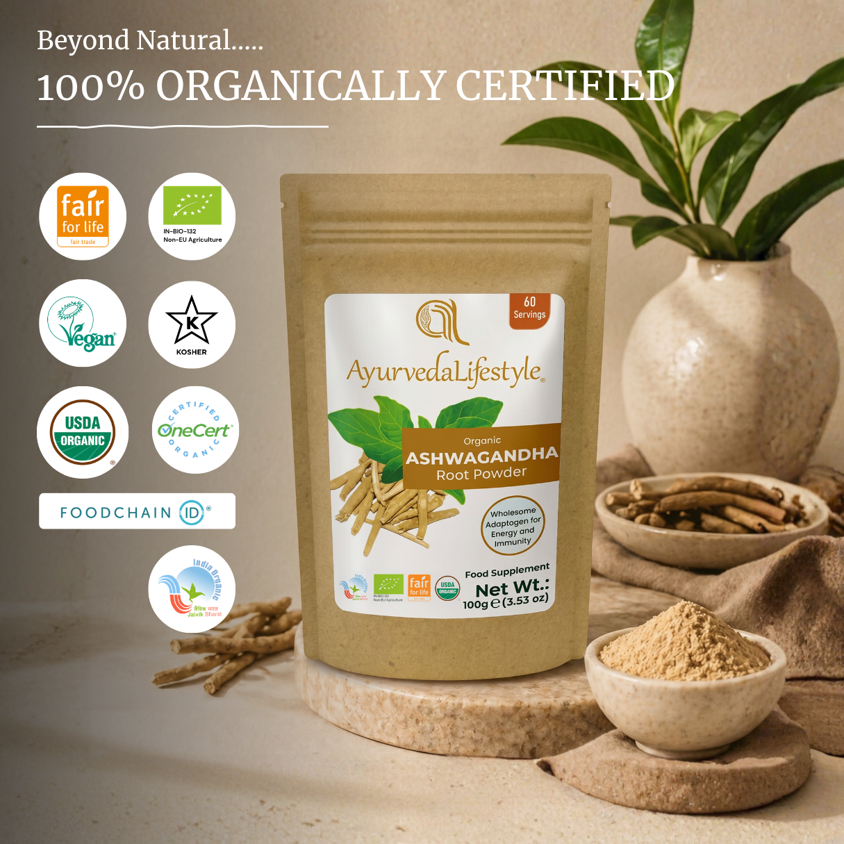 Organic ASHWAGANDHA Root Powder
