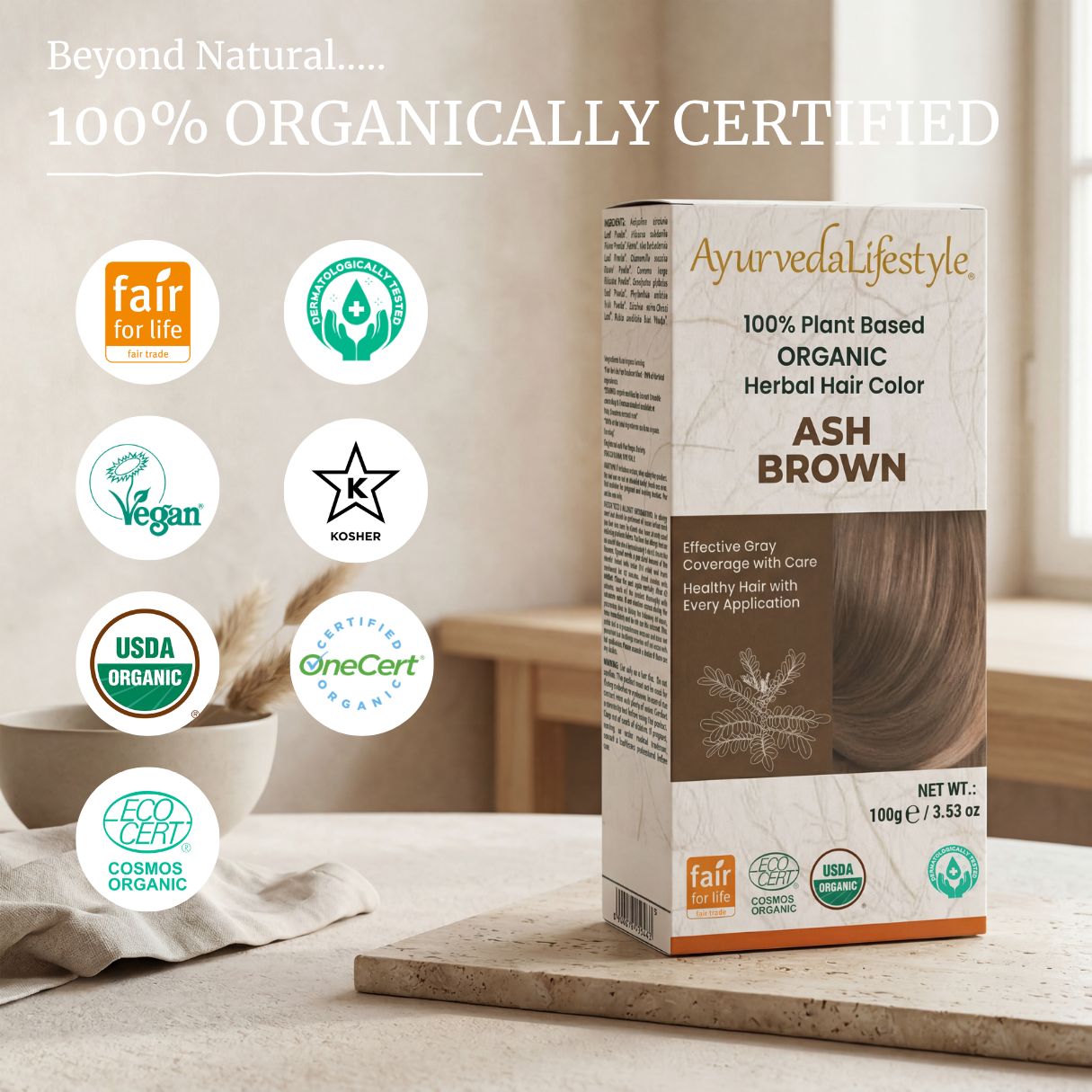 Organic Hair Color - ASH BROWN